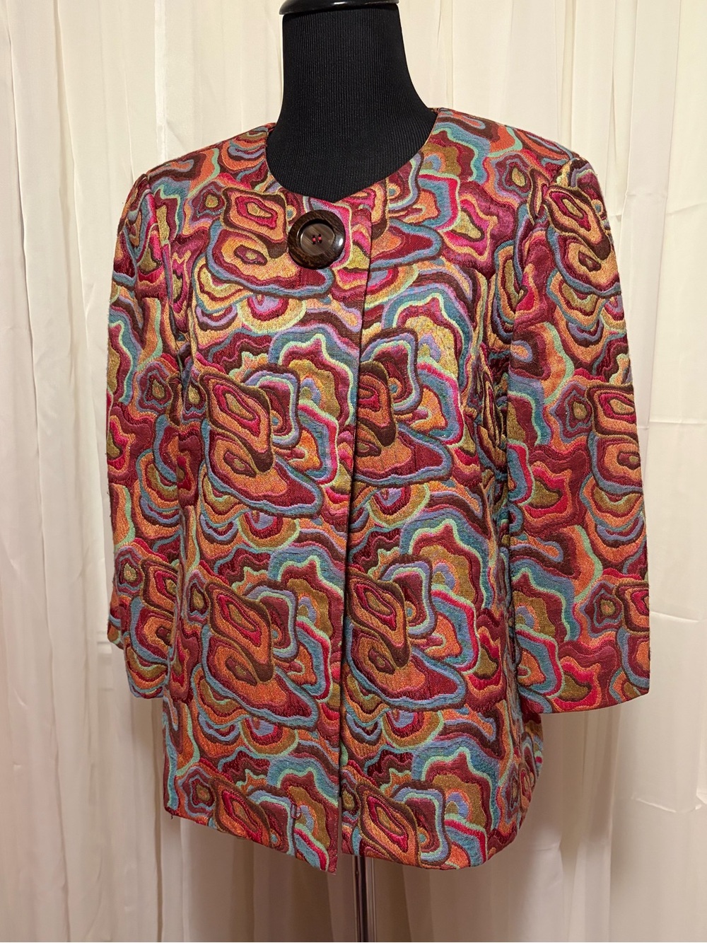 Margaret Frances Multicolored Cropped Retro Swing Jacket Size 10